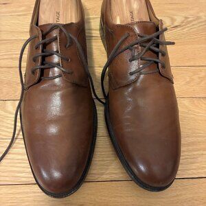 Johnston & Murphy Brown Leather Plain Toe Derby Dress Shoes Size 9M